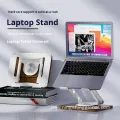 High-End Rotatable Laptop Stand with Carbon Steel and Wood Grain Design